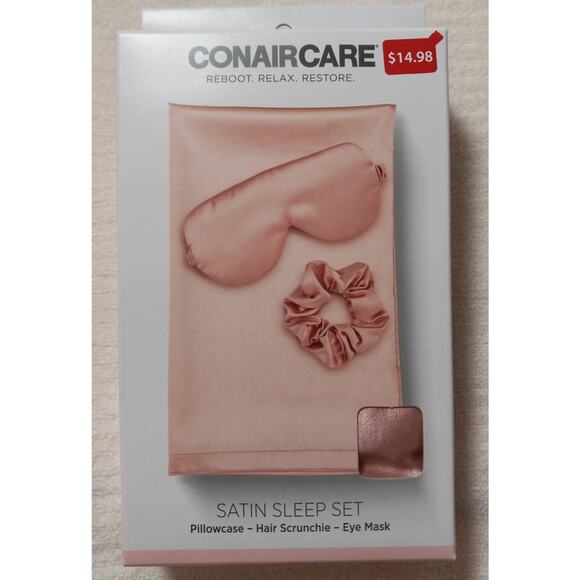 Conair Care Satin Sleep Set - Satin Pillowcase Hair Scrunchie & Eye Mask - Picture 1 of 5